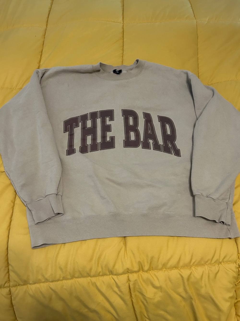 The Bar Beige Crewneck Sweatshirt with Brown Logo